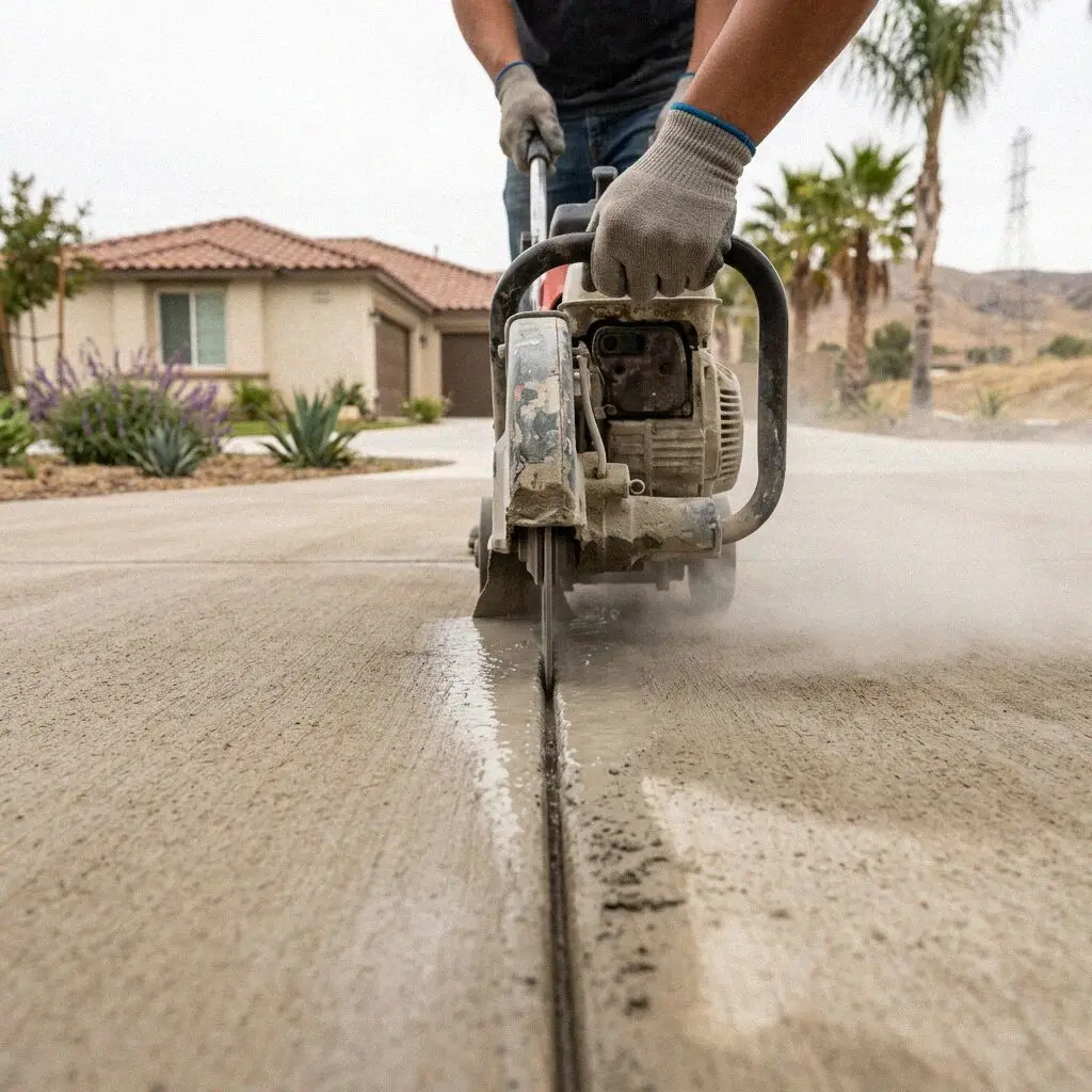 A cored opening for a drain line in a Fontana concrete floor