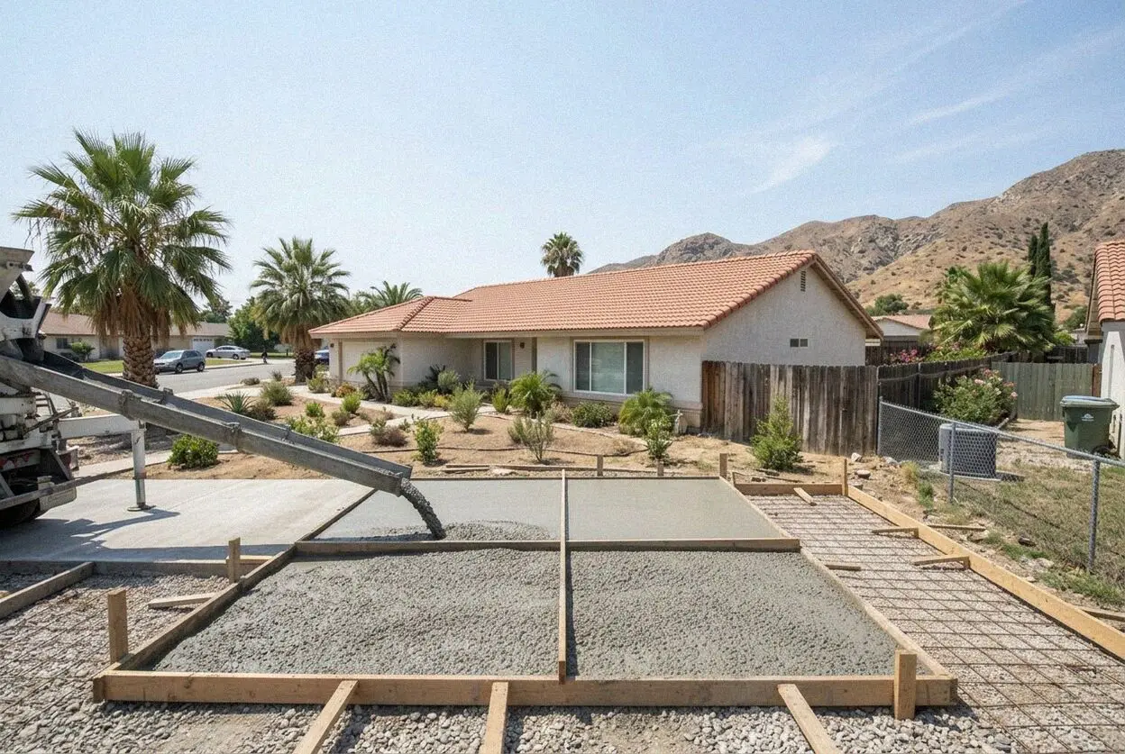 A concrete driveway on an acre lot near Lake Mathews in El Sobrante