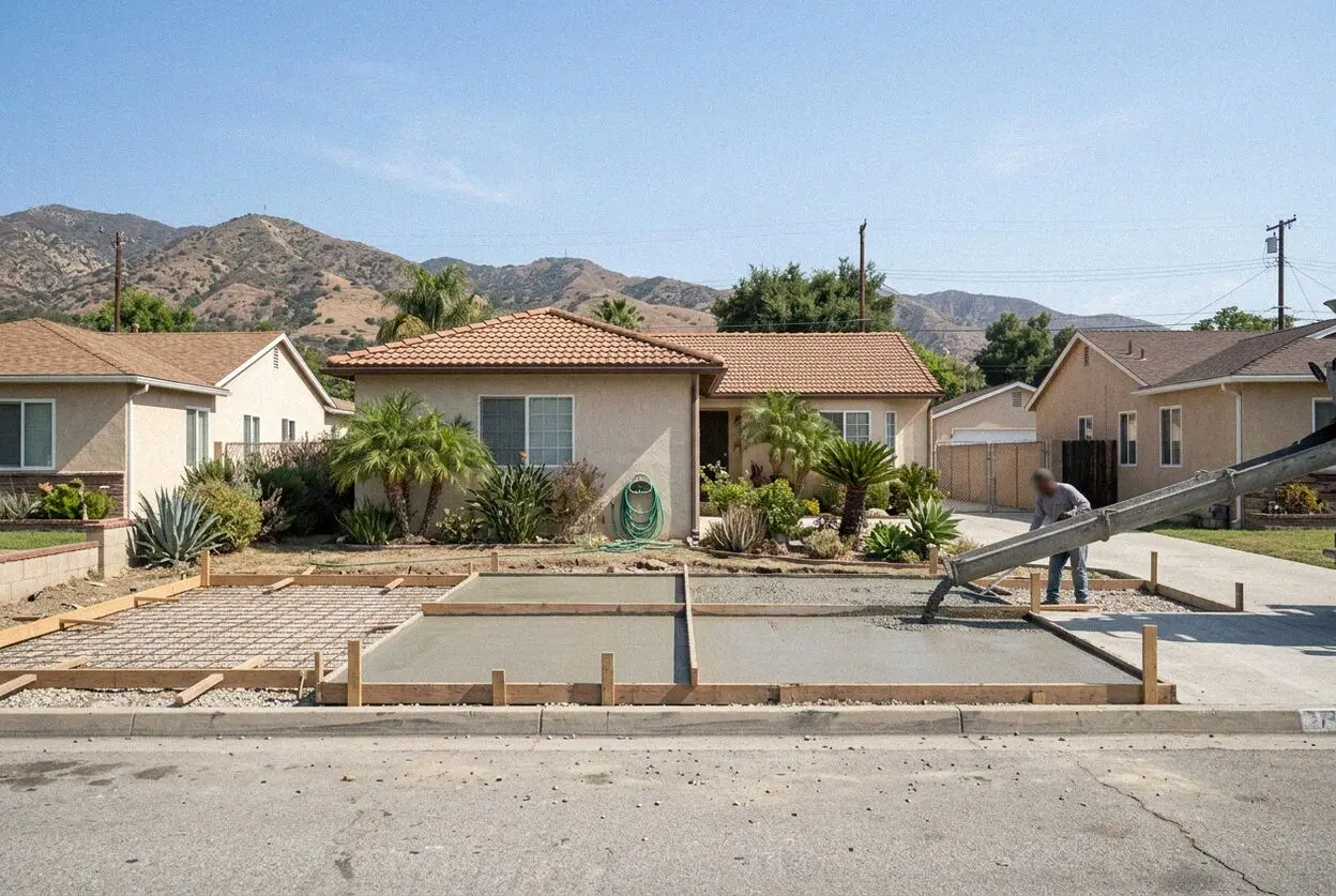 A new patio going in behind a 1920s bungalow near Old Town La Verne