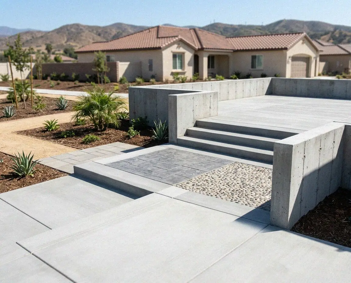 A new perimeter foundation wall with its bolts set, at a Fontana property