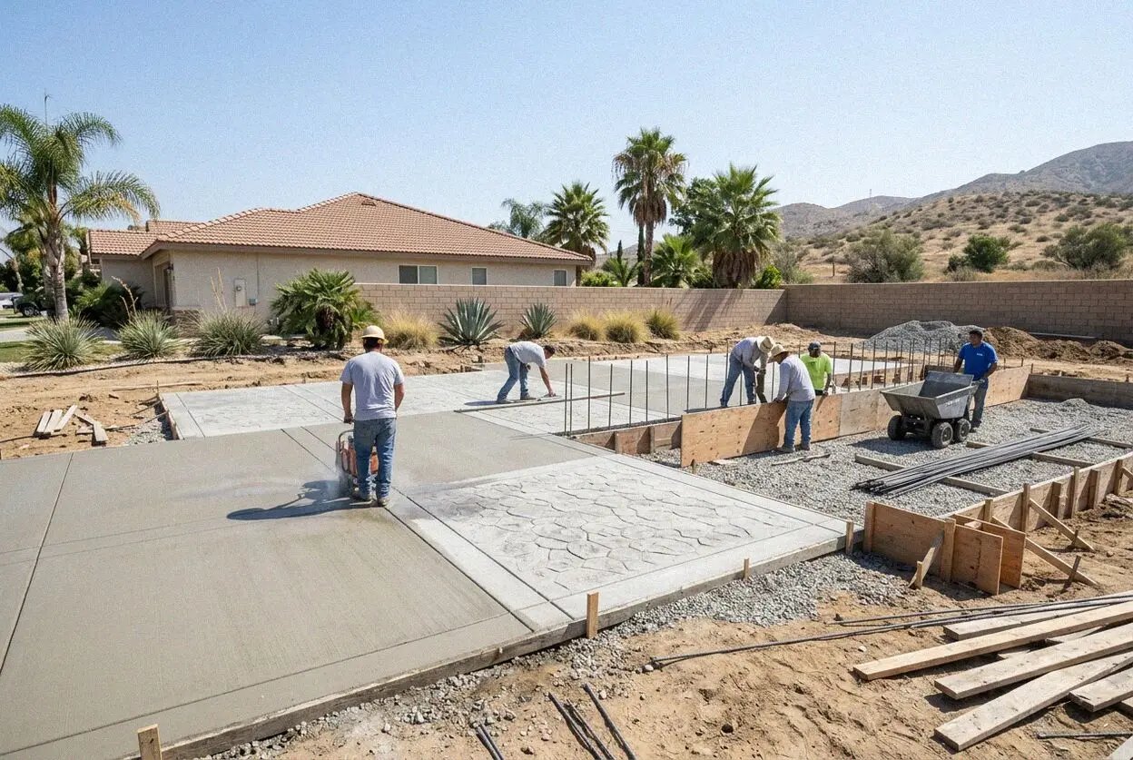 Anchor bolts set into a new stem wall foundation in Fontana, CA
